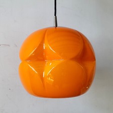 Candelabro suspensão vintage 1960 Peil & Putzler vidro opala laranja era espacial, usado comprar usado  Enviando para Brazil