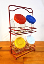 Antigo MCM Kitchen Shop Display Stand Frascos de Vidro Tampas Penny Candy Spice Rack RARO, usado comprar usado  Enviando para Brazil