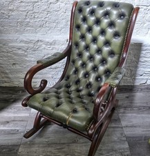 Green leather vintage for sale  WIGAN