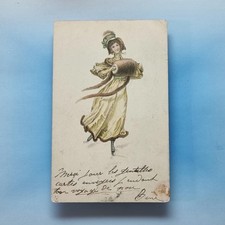 Cartão postal antigo C1906 patinação no gelo glamour muff de pele de senhora indiviso, usado comprar usado  Enviando para Brazil