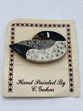 Broche de pato de madeira antigo acessório bonito pintado à mão assinado C Gahm comprar usado  Enviando para Brazil