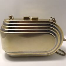 ENCONTRO RARO Vintage Nordstrom Retrô Dois Tons Art Deco Estojo Rígido Bolsa de Embreagem de Metal comprar usado  Enviando para Brazil