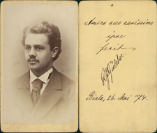 Biala, Portrait jeune homme moustachu, 1874 CDV vintage albumen carte de visite  na sprzedaż  Wysyłka do Poland