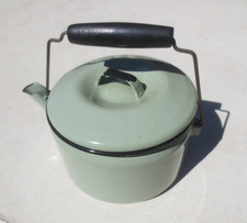 Usado, Chaleira de metal vintage verde minty esmaltada com tampa rústica fazenda comprar usado  Enviando para Brazil