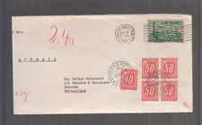 08128 - Schweiz -Brief aus USA  Nachporto Mi-Nr. P 61 x Viererblock, usado comprar usado 08128 - Schweiz -Brief aus USA  Nachporto Mi-Nr. P 61 x Viererblock, usado comprar usado  Enviando para Brazil