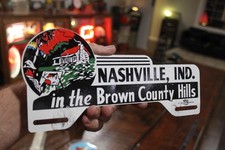 Placa de metal pintada rara década de 1950 NASHVILLE INDIANA BROWN COUNTY HILLS comprar usado  Enviando para Brazil