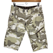 Bermuda Billabong Y2K Cargo Feminina 5 Marrom Branco Camuflagem Cintura Baixa Algodão comprar usado  Enviando para Brazil