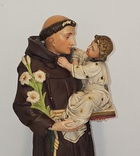 Antike Statue de Saint Antonio de Padoue m.Kind Heiligenfigur Signiert H: 42 cm comprar usado  Enviando para Brazil