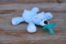 Chupeta Wubbanub Blue Bear infantil bebê soothie com substituição Green Binky 7" HTF comprar usado  Enviando para Brazil