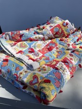 Colcha vintage pesada estilo Scandi floral amarrada à mão dupla face 76 x 70 comprar usado  Enviando para Brazil