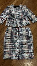 Worth New York 2 peças conjunto de terno saia de tweed jaqueta franja tamanho 6 e saia tamanho 8 comprar usado  Enviando para Brazil