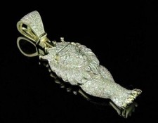 Pingente amuleto de caminhada folheado a ouro amarelo 14k com diamante simulado rei leão 2 quilates comprar usado  Enviando para Brazil