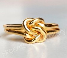 Anel de nó duplo de amor folheado a ouro 925 prata esterlina feito à mão Promise Ring comprar usado  Enviando para Brazil