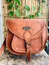 Bolsa carteiro feminina vintage feita à mão couro puro bronzeado natural limitada comprar usado  Enviando para Brazil