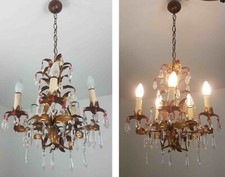 Gold metal chandelier d'occasion  Expédié en Belgium