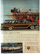 Usado, 1959 Ford Blue Country Squire Station Wagon gancho e escada carro de bombeiros impressão anúncio comprar usado  Enviando para Brazil
