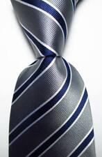 Nova gravata masculina clássica listrada cinza azul branco tecido jacquard seda comprar usado  Enviando para Brazil