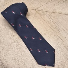 Gravata de pescoço vintage azul marinho Mr. Fox caça à raposa estampa por toda parte 53,5 polegadas de comprimento , usado comprar usado  Enviando para Brazil