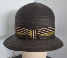 Cloche black straw for sale  LONDON