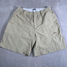 Shorts masculino AFTCO Bluewater 34 bege cáqui carga pesca cintura elástica zíper mosca comprar usado  Enviando para Brazil