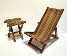 Usado, Antiga cadeira de jardim dobrável alemã em miniatura para casa de bonecas + banquinho Gebr. Schneegas comprar usado  Enviando para Brazil
