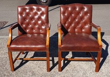Pair leather chesterfield for sale  SWANSEA