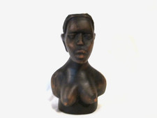Escultura de cabeza y busto de mujer tribal africana tallada a mano de madera dura de 1930 segunda mano  Embacar hacia Mexico