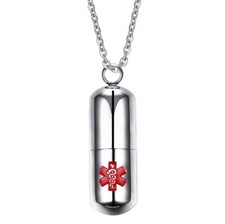 Colar pingente identificação alerta médico suporte lembrança em forma de pílula de aço inoxidável 20" comprar usado  Enviando para Brazil