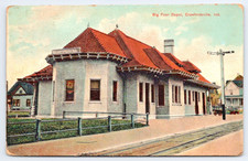 Crawfordsville Indiana ~ Big Four Railroad Depot ~1909 Pocztówka na sprzedaż  Wysyłka do Poland