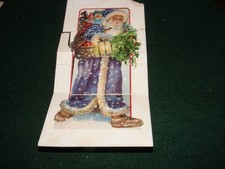 NOVIDADE CONCERTINA DOBRÁVEL CARTÃO DE NATAL ABERTO PAPAI NOEL VESTES AZUIS ANTIGAS comprar usado  Enviando para Brazil