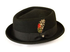 Używany, Black Pork Pie Diamond Top 100% Wool Felt by Gamble & Gunn 'New Orleans' na sprzedaż  Wysyłka do Poland