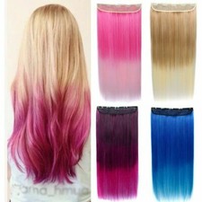 Usado, Clipe longo reto em uma peça extensão de cabelo ombre cor peça de cabelo sintético comprar usado  Enviando para Brazil