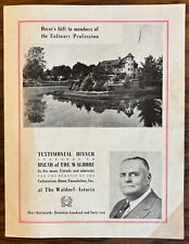 1942 OSCAR OF WALDORF ASTORIA DINNER MENU CULINARIANS HOME FOUNDATION GASTRONOMY, usado comprar usado  Enviando para Brazil