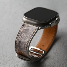 Pulseira de couro genuíno padrão crocodilo para Apple Watch Ultra Series 11/10, usado comprar usado  Enviando para Brazil