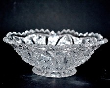 Tigela de vidro vintage imperial margarida e botão prensado borda dente de serra transparente 4,8", usado comprar usado  Enviando para Brazil