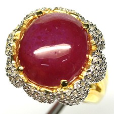Prata esterlina 925 17 x 19 mm. Anel de joias de rubi vermelho e zircão tamanho 8,25 comprar usado  Enviando para Brazil