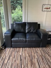 Seater black leather for sale  CHERTSEY