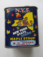 Usado, VINTAGE Estado de Nova York 100% Puro Xarope de Bordo Uma Pinta LATA DE METAL com TAMPA comprar usado  Enviando para Brazil