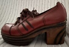 NIESAMOWITE Vintage lata 60. Hipisowska platforma Oxford Czerwone skórzane buty 40 Us:9,5 NOWE!!! na sprzedaż  PL