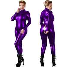 Macacão feminino plus size couro sintético metálico manga longa frente zíper bodysuit comprar usado  Enviando para Brazil
