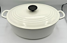 Forno holandês clássico Le Creuset #31 esmalte de ferro fundido branco oval francês leve desgaste, usado comprar usado  Enviando para Brazil