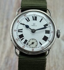1910s PRATA OMEGA Militar Primeira Guerra Mundial Oficial Britânico RELÓGIO TRINCHEIRA MOSTRADOR 24HR RARO 33mm comprar usado  Enviando para Brazil