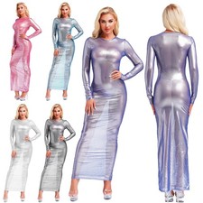 Vestido Bodycon Maxi Feminino Transparente Brilhante Metálico Bodywear Vestido de Praia Cobertura comprar usado  Enviando para Brazil