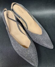 Sapatos femininos Ann Taylor prata couro cintilante alça no tornozelo - Tamanho 10 comprar usado  Enviando para Brazil