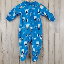 Pijama Carter's Baby Boys Fleece Footie 3 meses azul boneco de neve zíper completo dormitório AA, usado comprar usado  Enviando para Brazil