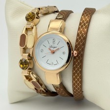 NOVO Relógio Feminino DUOYA Envoltório Duplo Couro Marrom, Pulseira Tom Ouro Rosa, 26mm comprar usado NOVO Relógio Feminino DUOYA Envoltório Duplo Couro Marrom, Pulseira Tom Ouro Rosa, 26mm comprar usado  Enviando para Brazil