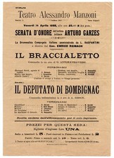 Flyer Teatro Manzoni Por Milán - Comedia El Pulsera - 14 Abril 1899 comprar usado  Enviando para Brazil