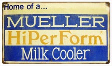 Placa de metal estilo vintage Home Of A Mueller HiPerForm refrigerador de leite 8 x14 comprar usado  Enviando para Brazil