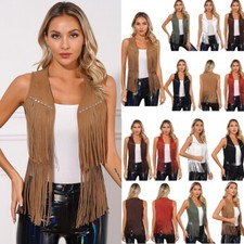 Colete feminino^Franja borla faroeste cowboy cowgirl fantasia hippie jaqueta colete comprar usado  Enviando para Brazil