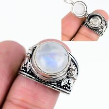 Anel venenoso banhado a prata 925 Rainbow Moonstone feito à mão tamanho 10 EUA comprar usado  Enviando para Brazil